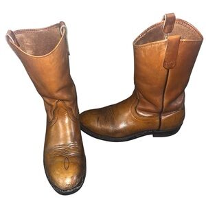 RED WING BROWN LEATHER CHORE FARM WORK BOOTS VINTAGE DISTRESSED 11